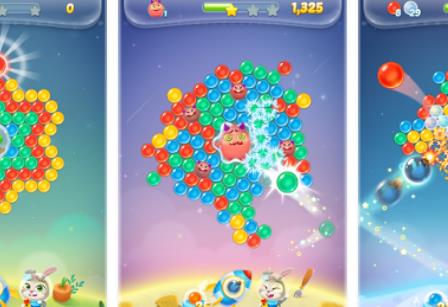 Gameplay screenshot from bubble spinner space bunny for Android