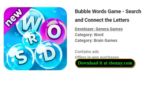 bubble words game search and connect the letters
