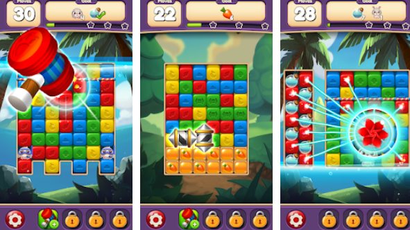 Gameplay screenshot from bunny pop rescue puzzle for Android