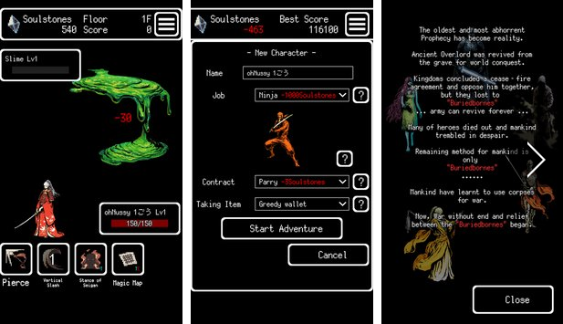 Gameplay screenshot from buriedbornes hardcore rpg for Android