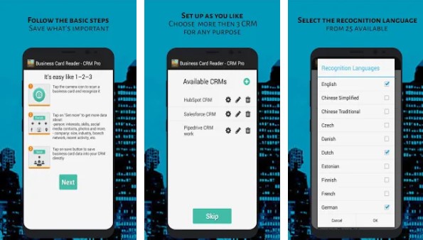 Gameplay screenshot from business card reader crm pro for Android