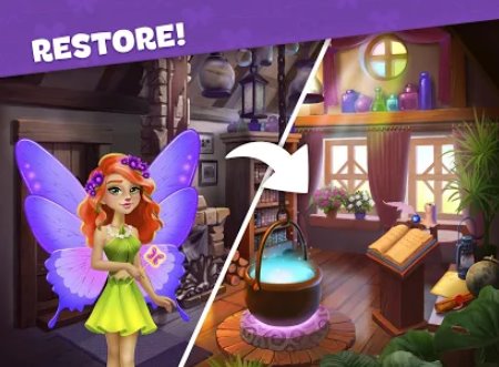 Gameplay screenshot from butterfly garden mystery scapes match 3 story for Android