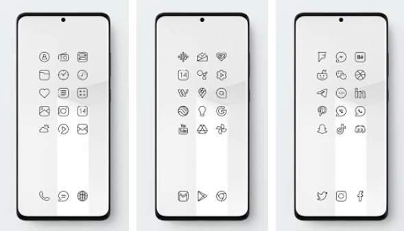 Caelus black icon pack ikon linear ireng APK Android