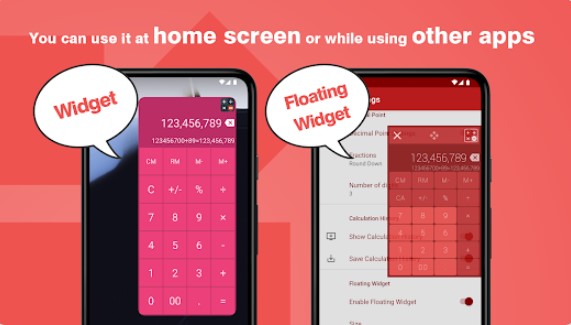 Gameplay screenshot from calculator floating widget for Android