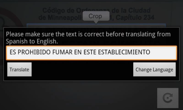 Gameplay screenshot from camera translator for Android