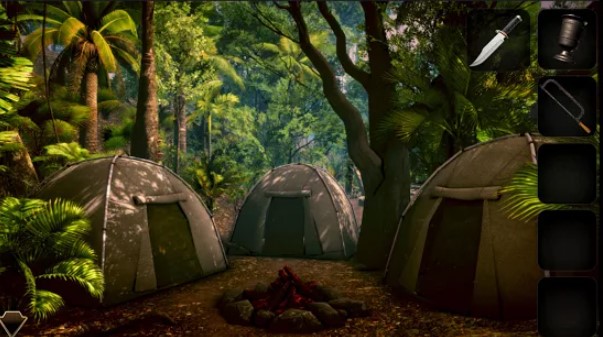Gameplay screenshot from camp enigma 2 point and click puzzle adventure for Android