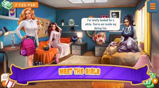 Gameplay screenshot from campus date sim  for Android
