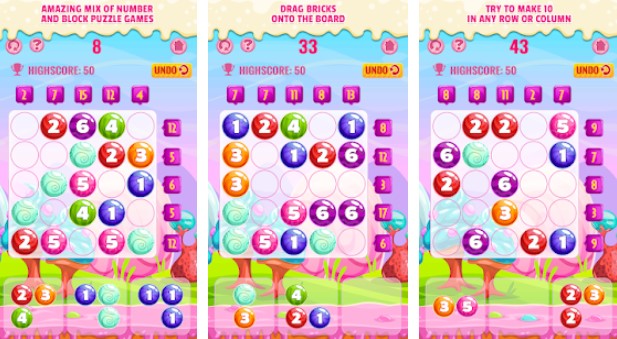 juego de rompecabezas de números de caramelos MOD APK Android