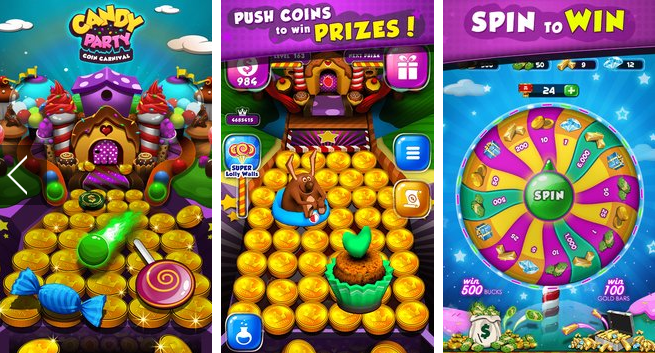 Gameplay screenshot from candy donuts coin party dozer for Android