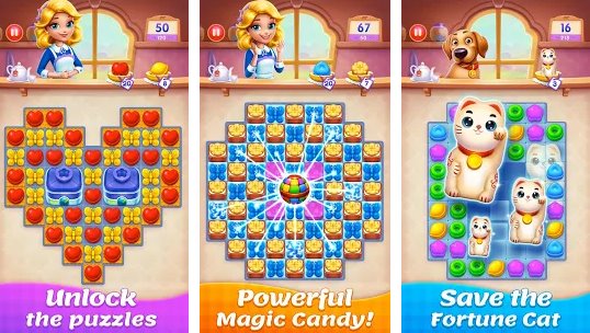 Gameplay screenshot from candy sweet legend match 3 puzzle for Android