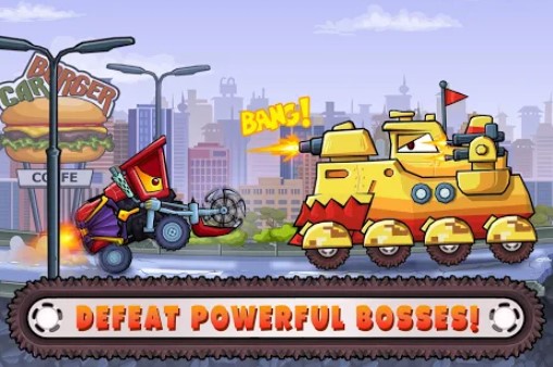 Gameplay screenshot from car eats car 3 hill climb chase race for Android