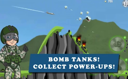 Gameplay screenshot from carpet bombing fighter bomber attack for Android