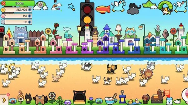 Gameplay screenshot from cat town tap rpg for Android