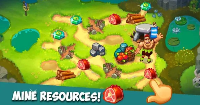 Gameplay screenshot from caveman dash time management game for Android