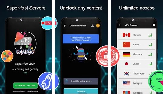 Gameplay screenshot from chefvpn premium protect your network for Android