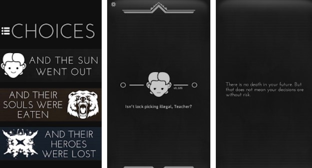 Gameplay screenshot from choices that matter text based game for Android