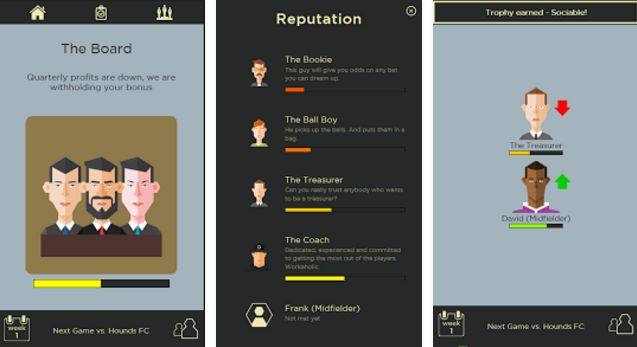 Gameplay screenshot from choose your own football manager for Android