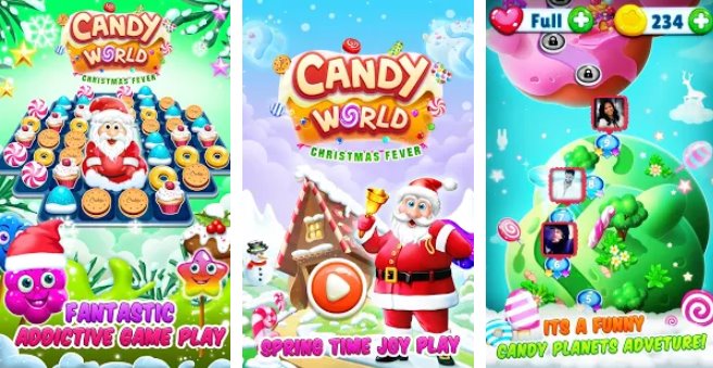 игра Рождественские конфеты мир Санта-Клауса матч 3
