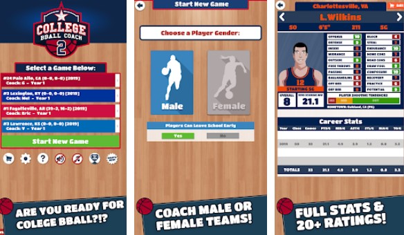 Gameplay screenshot from college bball coach 2 basketball sim for Android