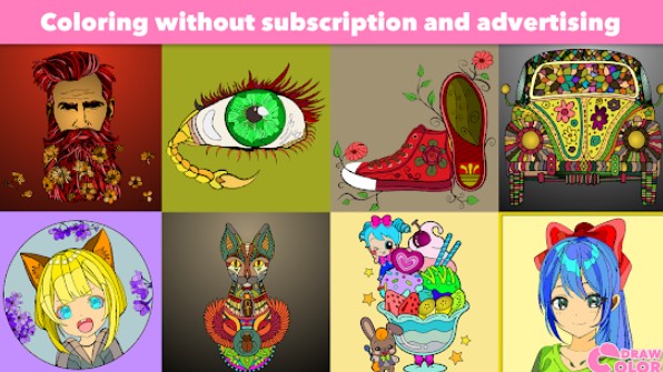 Gameplay screenshot from color draw coloring book for adults for Android