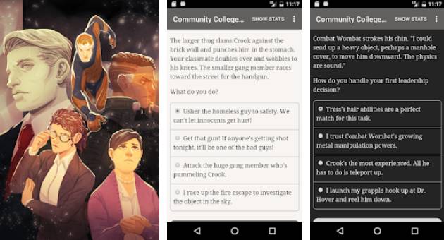 Gameplay screenshot from community college hero knowledge is power for Android