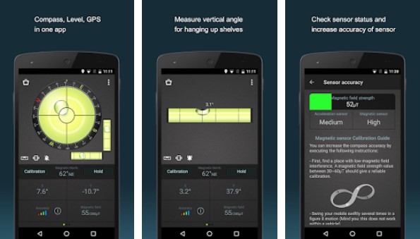 Gameplay screenshot from compass level and gps for Android