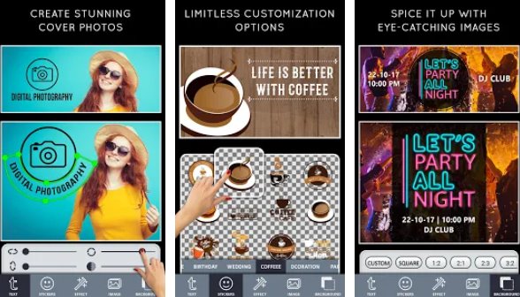 Gameplay screenshot from cover photo maker banners and thumbnails designer for Android