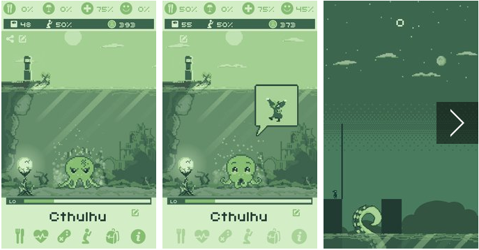Gameplay screenshot from cthulhu virtual pet for Android