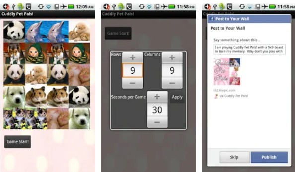 Gameplay screenshot from cuddly pet pals for Android