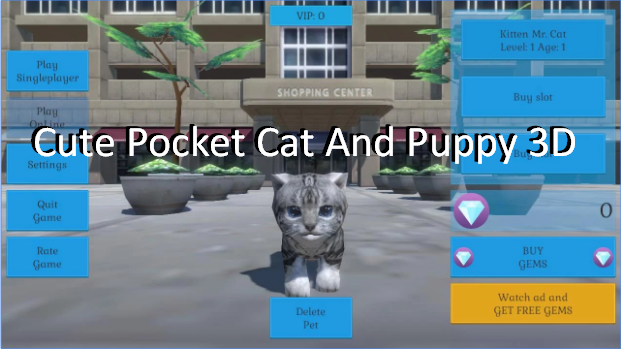 simpatico gatto tasca e cucciolo 3d