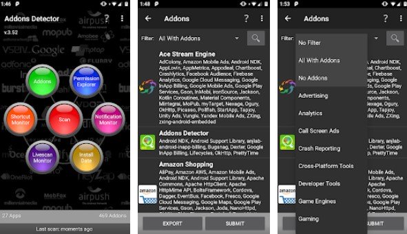 Gameplay screenshot from addons detector for Android
