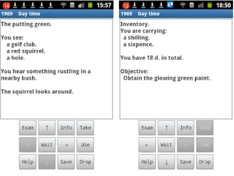 Gameplay screenshot from alien shipwreck text adventure for Android