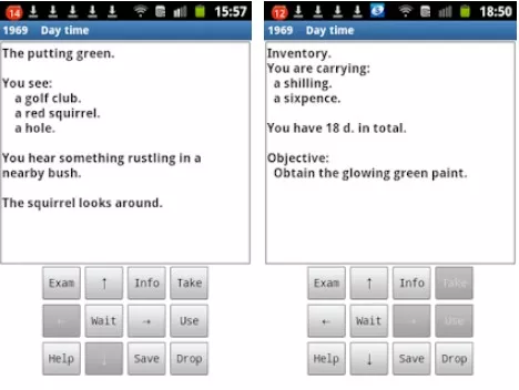 Gameplay screenshot from alien shipwreck text adventure for Android