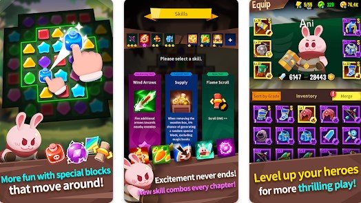 Gameplay screenshot from anipang matchlike puzzle rpg for Android