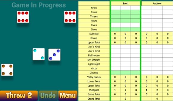 Gameplay screenshot from best triple yatzy ever for Android