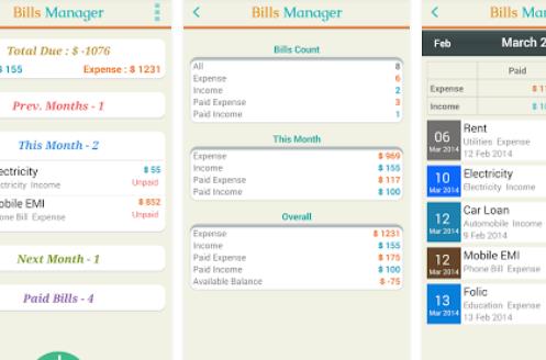 Gameplay screenshot from bills manager and daily reminder for Android