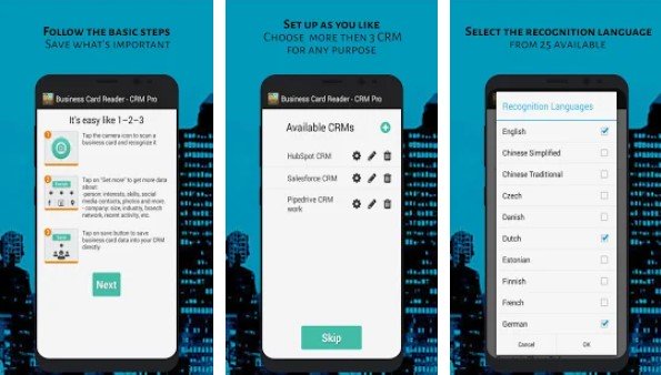 Gameplay screenshot from business card reader crm pro for Android