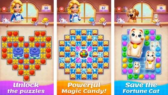 Gameplay screenshot from candy sweet legend match 3 puzzle for Android