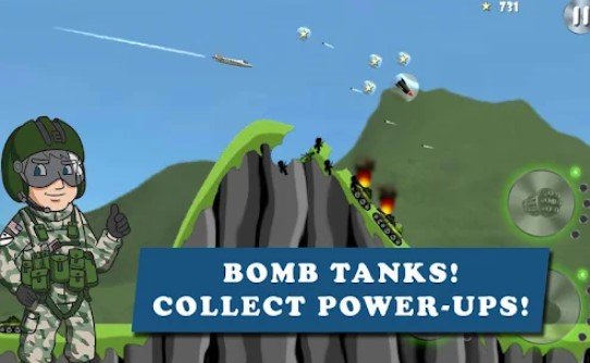 Gameplay screenshot from carpet bombing fighter bomber attack for Android