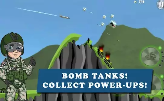 Gameplay screenshot from carpet bombing fighter bomber attack for Android