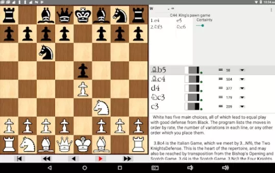 Gameplay screenshot from chess openings wizard for Android