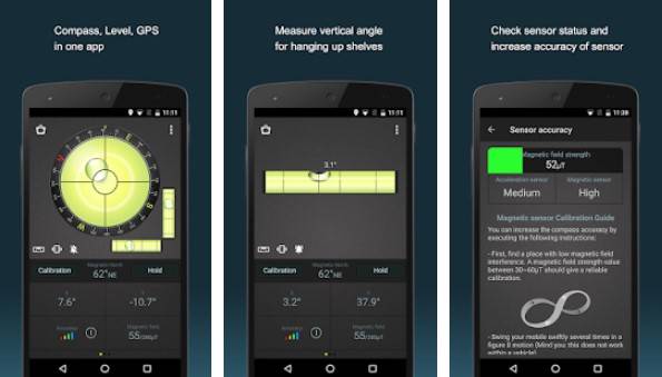 Gameplay screenshot from compass level and gps for Android