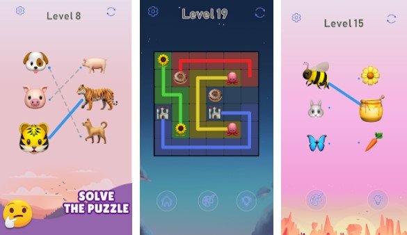 Gameplay screenshot from connect emoji puzzle for Android