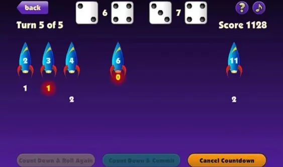 Gameplay screenshot from countdown dice for Android