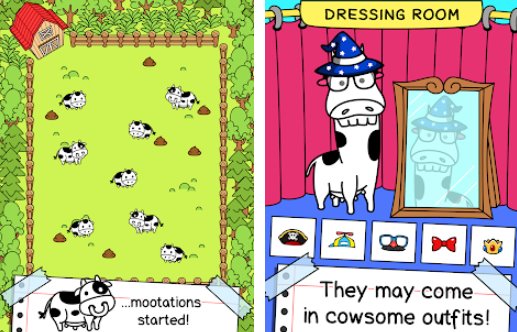 Gameplay screenshot from cow evolution crazy cow making clicker game for Android