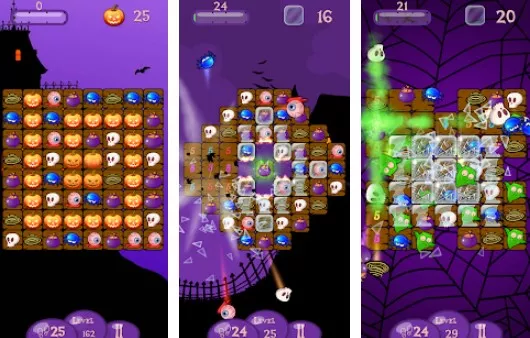 Gameplay screenshot from crazy halloween puzzle for Android