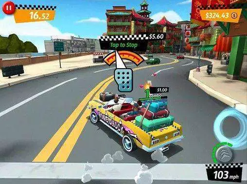 Gameplay screenshot of Crazy Taxi City Rush MOD APK on Android