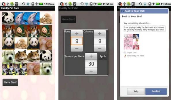 Gameplay screenshot from cuddly pet pals for Android