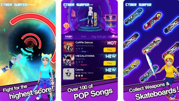 Gameplay screenshot from cyber surfer beat and skateboard for Android