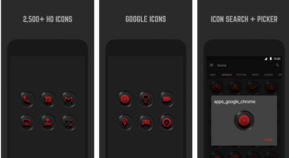 3d czarny i czerwony pakiet ikon MOD APK Android